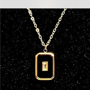 Black and gold cz stone necklace